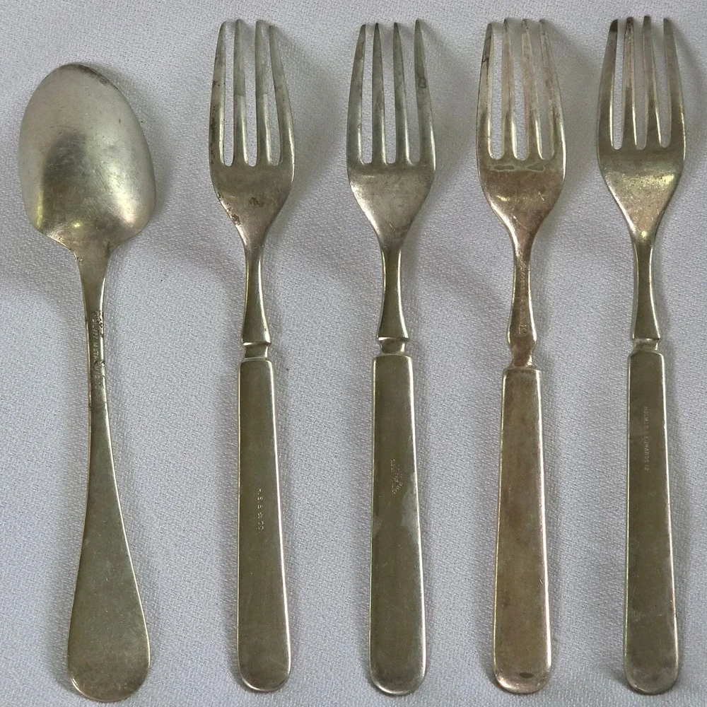 Mixed Brand Flatware Set Silver‎ Fair Antique Silverplate 5pc Lot